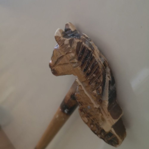 Traditional Wooden Glitsa with Horse Head Used, Folk Art Decorative