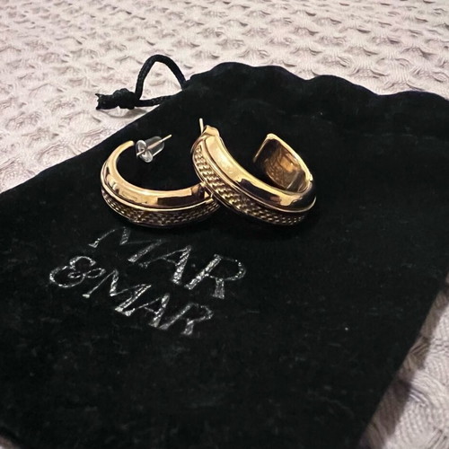 Mar & Mar Belleville hoop earrings stainless steel gold color new