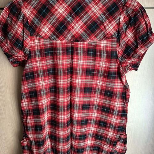 Lynne checked blouse dress size L like new, black and red