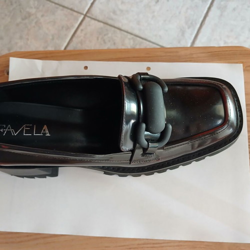 Loafers leather new, black burgundy glossy