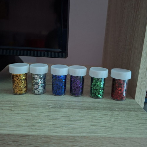 Glitter star shapes used, assorted colors