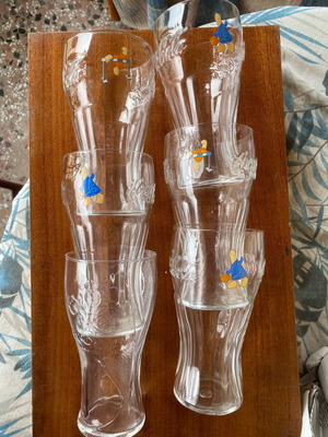 Coca Cola collectible glasses Olympic Games 2004 and Euro 2012 like new, 6 pcs