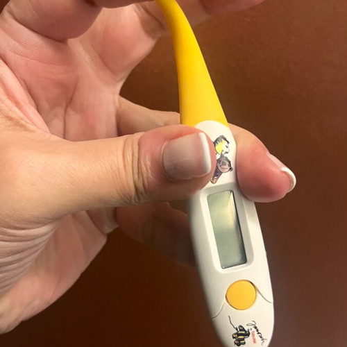 Baby thermometer used with flexible tip for newborns