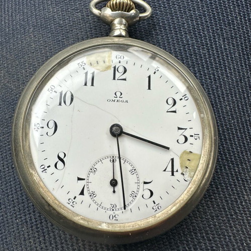 Omega Swiss Made pocket watch used, visible dial marks