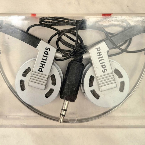 Philips vintage foldable headphones with case used