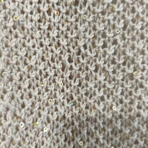 Handmade knitted scarf shawl beige with subtle gold thread new
