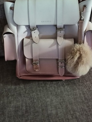 Leather backpack large, like new, beige and pink