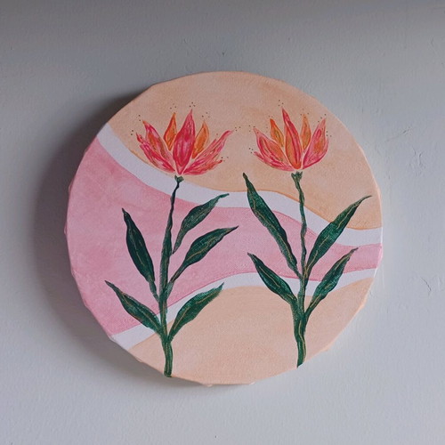 Painting new, original handmade artwork with acrylics