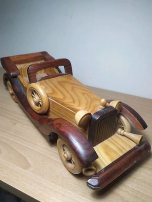 Wooden decorative car used, length 35 cm