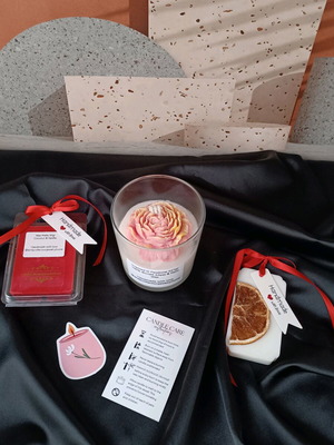 Χειροποίητο αρωματικό φυτικό κερί σετ Si Passione, Pink Rose & Coconut Vanilla