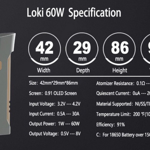 Loki Box Mod 60W by Koguovape new, silver