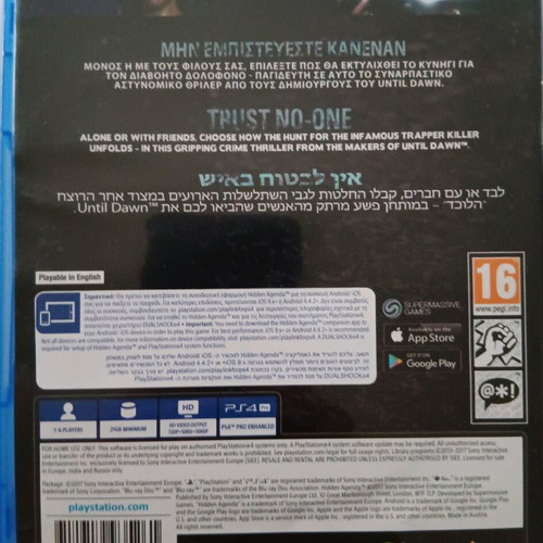Hidden Agenda PS4 used action game 2017