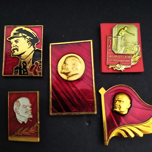 Set of 5 Soviet Union Lenin pins 1980s