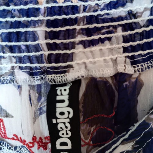 Desigual off the shoulder blouse like new, blue and red