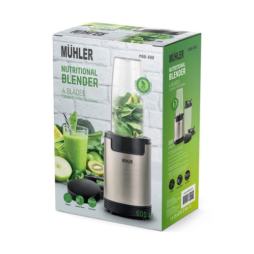 Muhler MNB-688 Nutri Blender, 600W, 6 Blades, 2 Cups, Old Gold