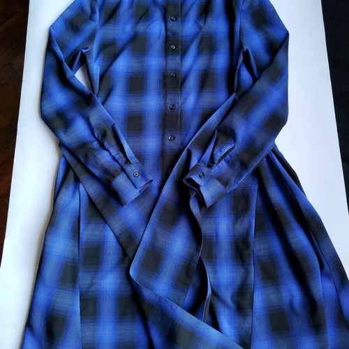 Maje blurred plaid shirt dress like new, size 1, blue black
