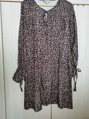 Nu – In Long Sleeve Animal Print Dress New, A-Line