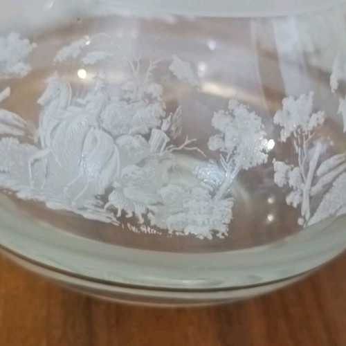 Vintage crystal vases collection with carved design and gold detail, like new, 5 pieces