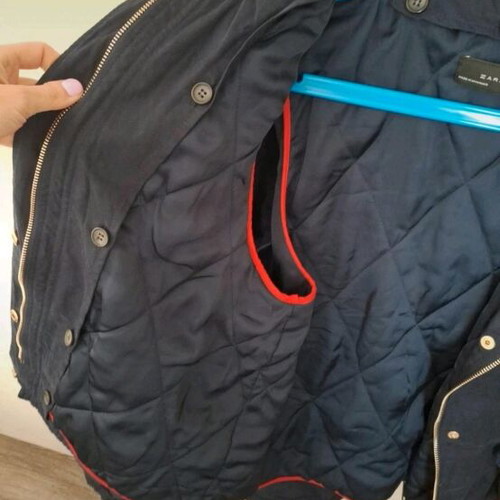 Zara jacket dark blue small like new with removable vest