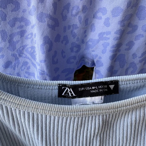 Zara seamless ribbed crop top, blue and purple