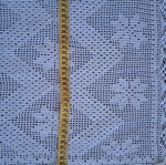 Rectangular doily used, handmade crochet white
