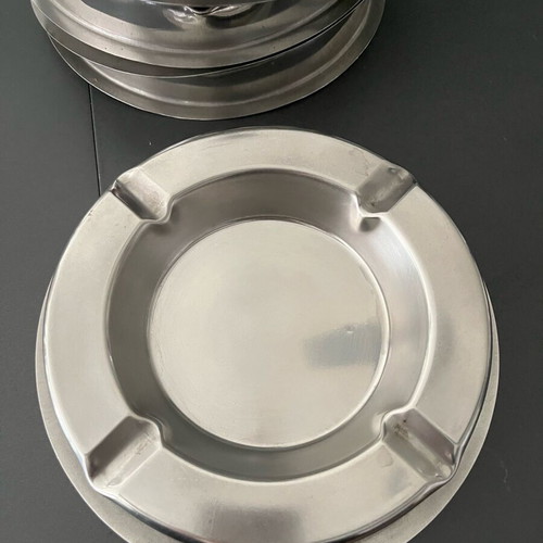 Inox ashtrays like new, set of 6, 20 cm