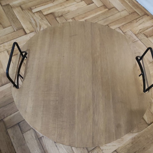 Auxiliary metal table like new, removable wood top