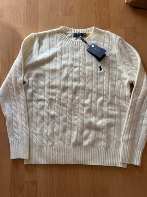 Ralph Lauren Cable Knit Πουλόβερ XL ολοκαίνουριο με ετικέτες, εκρού