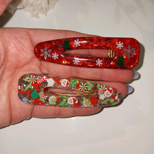 Handmade Christmas hair clips new, set of 2 pieces