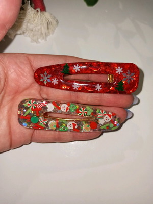 Handmade Christmas hair clips new, set of 2 pieces