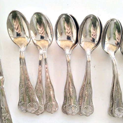 Vintage silverplated cutlery set 50 pieces Kings Pattern