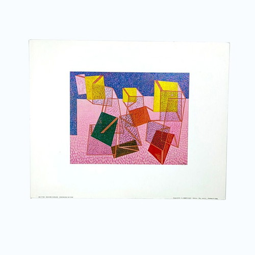 Vintage art print Distribution en rose by Maxime Kanlee like new 30x24 cm