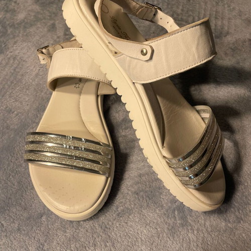Lapin House leather kids sandals used, size 35, white