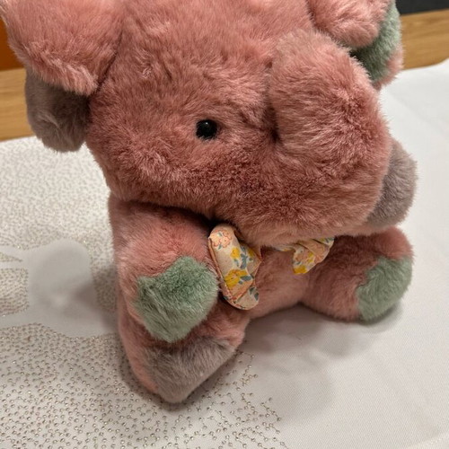Pink elephant stuffed teddy bear like new, about 25 cm