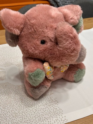 Pink elephant stuffed teddy bear like new, about 25 cm