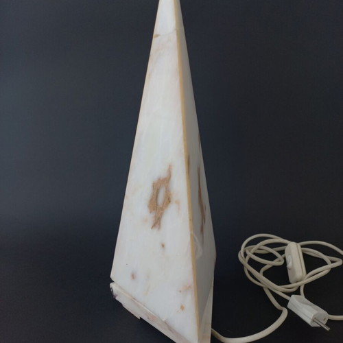 Alabaster pyramid table lamp used