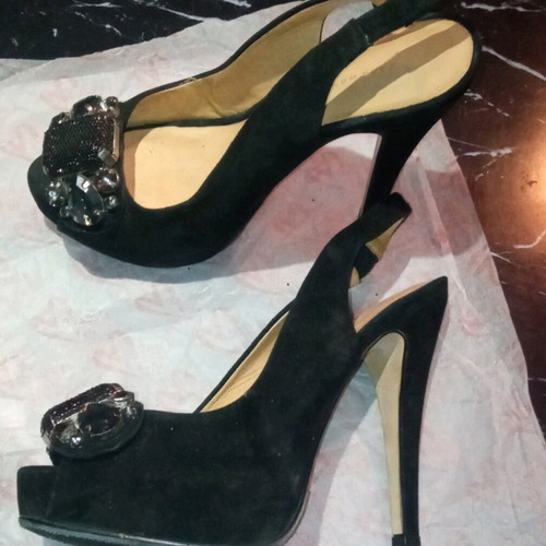 Peep toe Zara black leather like new, size 39