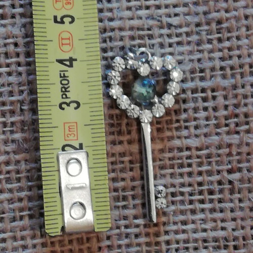 Charm stainless steel key necklace new silver with blue and clear zircon