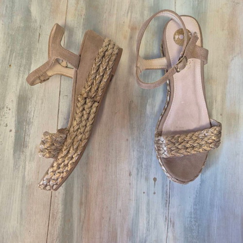 POPS platform sandals beige size 40, like new, 6 cm heel