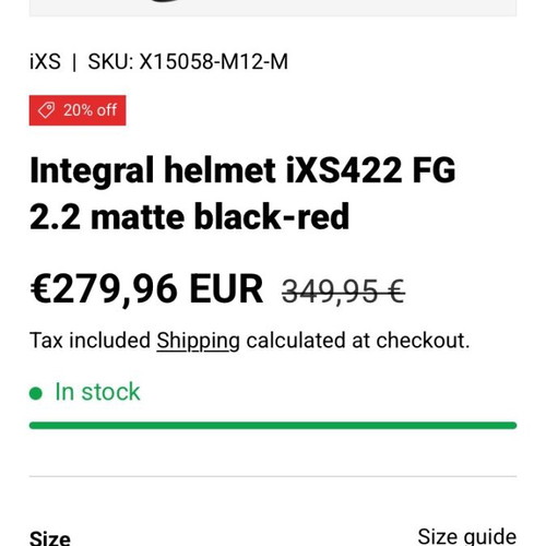 IXS 422 FG Carbon Helmet Size M Like New