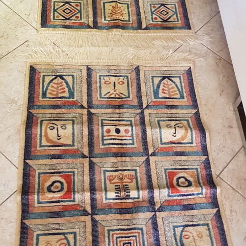 Belgian rugs like new, pack of 2, 105×65 cm, viscose, ethnic boho design