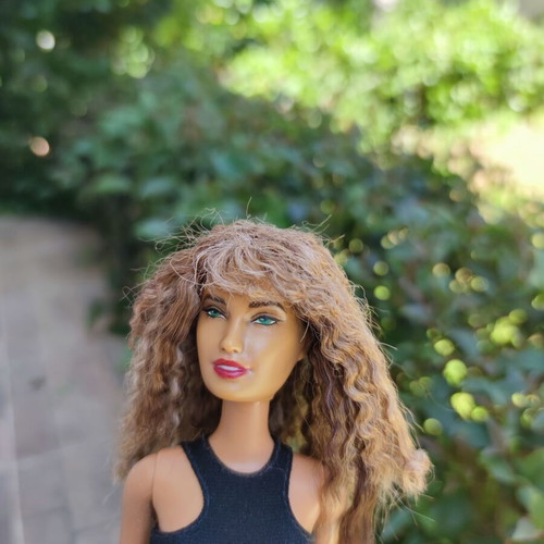 Barbie Curly Hair used, modern Esmeralda OOAK with clothes