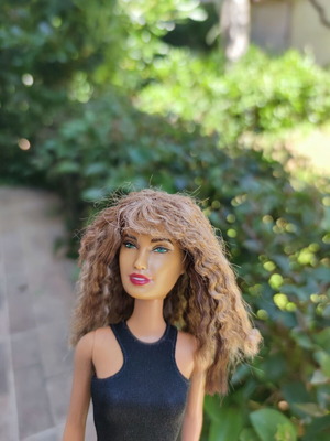 Barbie Curly Hair used, modern Esmeralda OOAK with clothes