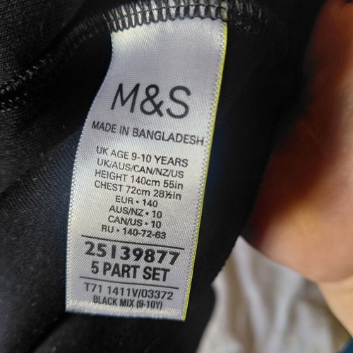 Marks & Spencer Unisex Shirt Size 140 cm Like New Black