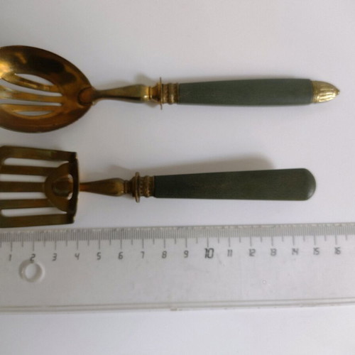 French vintage spoons with hallmarks, set of 2, used