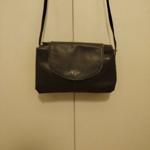 Vintage blue leather shoulder bag used