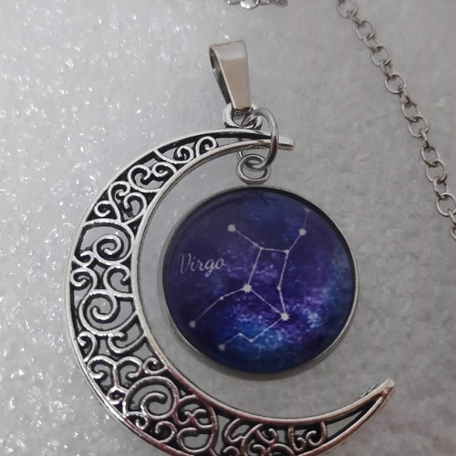 Pendant Virgo Zodiac Half Moon stainless steel like new