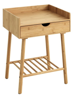 Κομοδίνα Bamboo MDF μασίφ ξύλο με συρτάρι, διάσταση 40x55x35 cm
