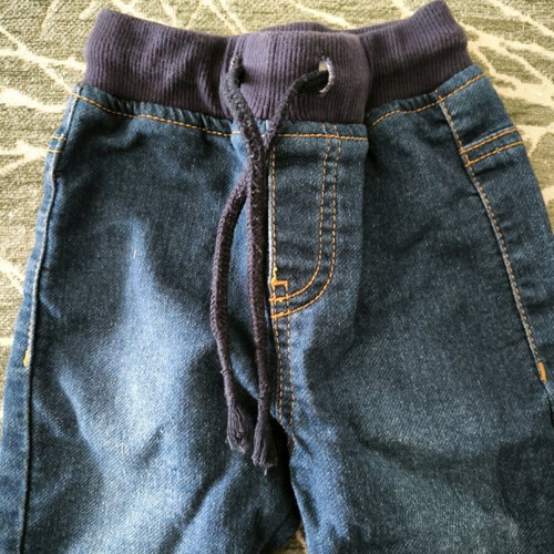 Baby denim pants like new with elastic waist and drawstrings