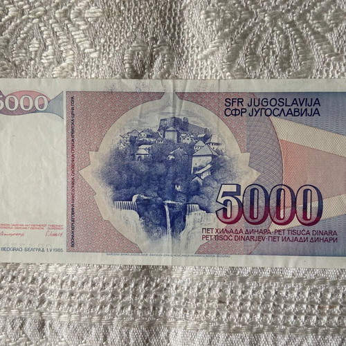 5000 Dinara banknote 1985 new with Tito portrait